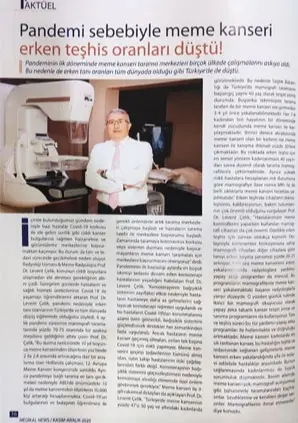 Pandemi Nedeniyle Meme Kanseri Erken Teşhis Oranları Düştü