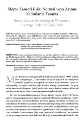 Meme Kanseri Riskli Normal veya Artmis Kadınlarda Tarama